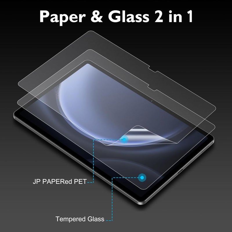Esanik 2 Pack Like Paper Glass Screen Protector for Samsung Galaxy Tab S10 Lite/S10 FE/ S9 / S9 FE (11 inch) 9H Tempered Glass Film with Alignment Frame, Writing Like on Paper, Anti Glare - Image 4